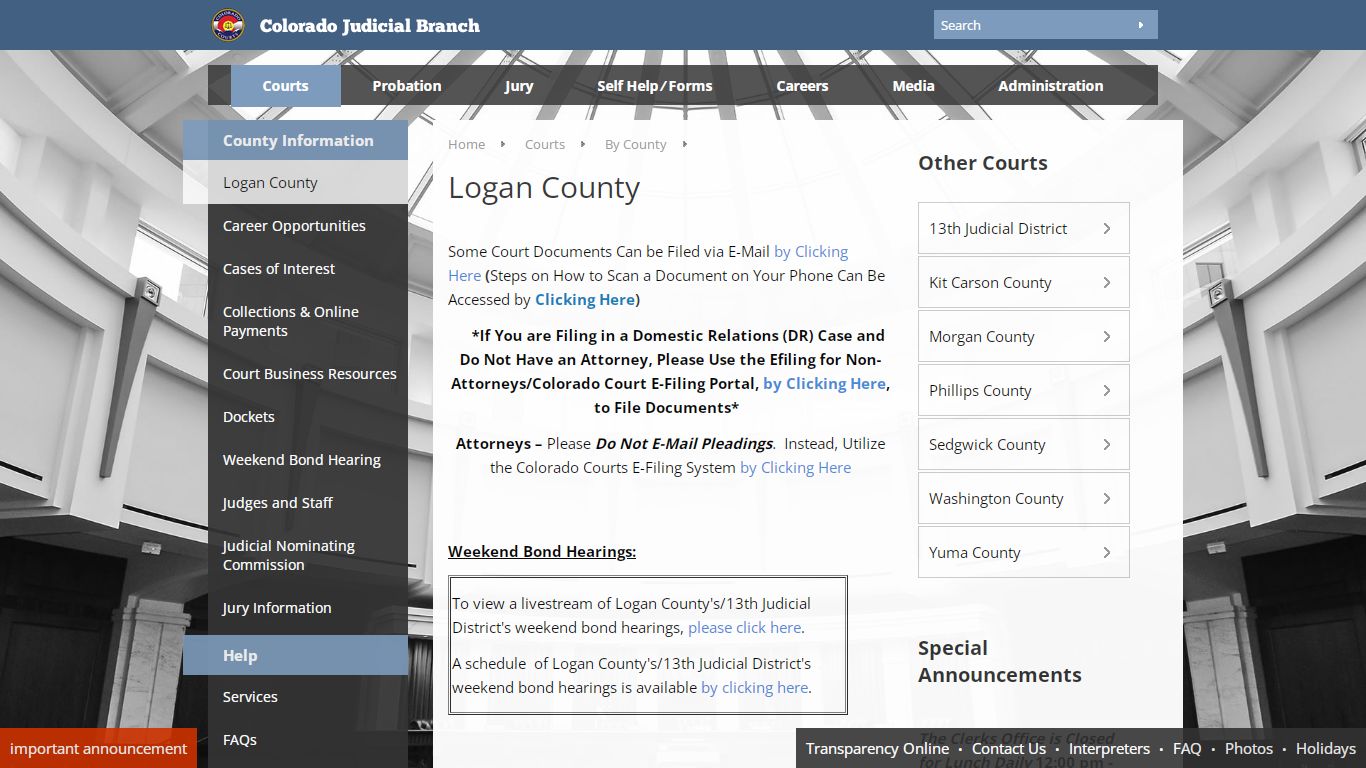 Colorado Judicial Branch - Logan County - Homepage